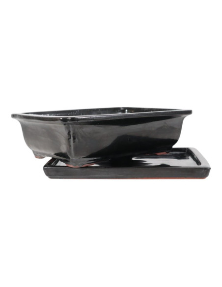 Vaso de Bonsai Rectangular + Prato 35*27*10 cm Preto - Yixing