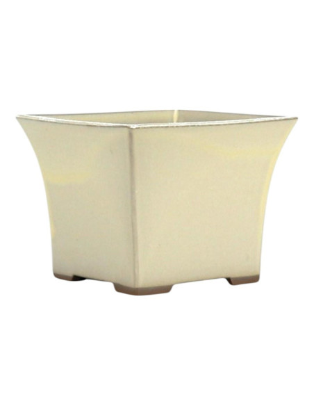 Square Cascade Bonsai Pot 12*12*11 cm Cream - Japan