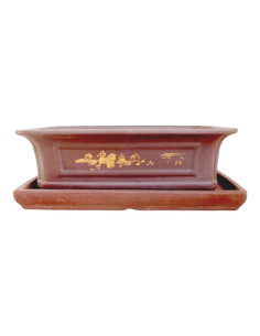 Vaso de Bonsai Rechteckig + Prato 35*25,5*11 cm Ohne Esmalte - Yixing