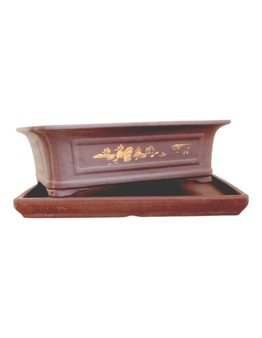 Vaso de Bonsai Rectangular + Prato 35*25,5*11 cm Sem Esmalte - Yixing