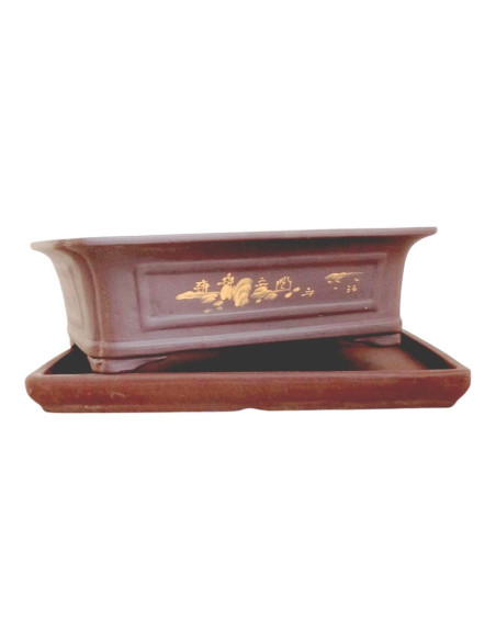 Vaso de Bonsai Rectangular + Prato 35*25,5*11 cm Sem Esmalte - Yixing