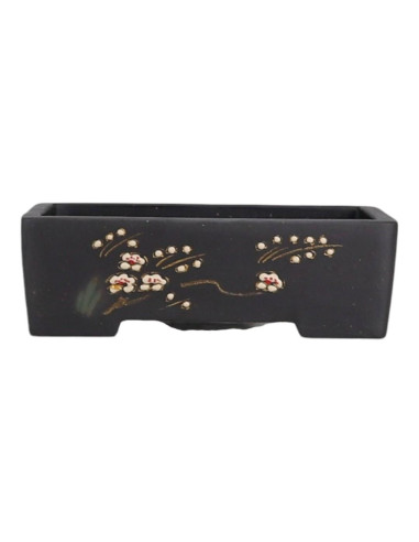 Vaso de Bonsai Retangular 22*14*7 c/Desenhos Sem Esmalte - Yixing