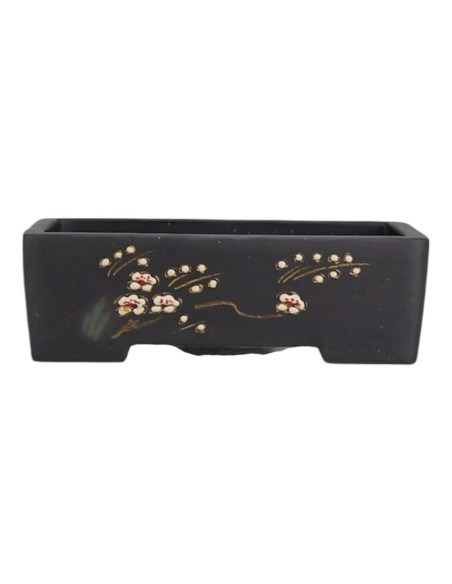 Vaso de Bonsai Retangular 22*14*7 c/Desenhos Sem Esmalte - Yixing