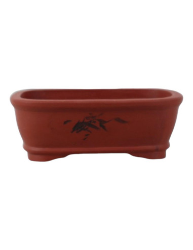 Vase de Bonsai Rectangulaire 20,5*16*7 cm avec dessins sans Émaillé - Yixing