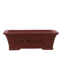 Rechteckiger Bonsai-Topf 21,5*14,5*7 cm mit Mustern, unglasiert - Yixing
