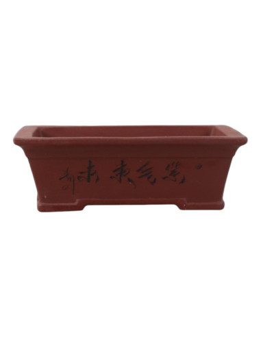 Vaso de Bonsai Retangular 21,5*14,5*7 cm c/Desenhos Sem Esmalte - Yixing