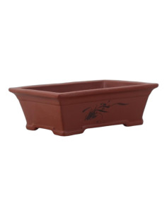 Vaso de Bonsai Retangular 21,5*14,5*7 cm c/Desenhos Sem Esmalte - Yixing 2