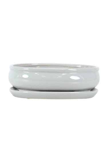 Vaso de Bonsai Oval + Prato 29*22*8 cm Cinza - Yixing