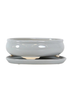 Vaso de Bonsai Oval + Prato 29*22*8 cm Cinza - Yixing 2