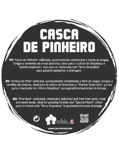 Casca Pinheiro 8 a 15 mm - Substrato de Orquídeas  - 1,5 Lt