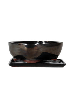 Rechteckiger Bonsai-Topf + Ente 15,5*12,5*6,5 cm Schwarz-Onyx - Yixing 2