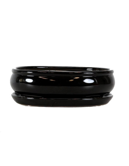 Vaso de Bonsai Oval + Prato 29*22*8 cm Preto - Yixing