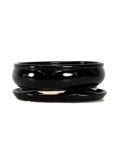 Vaso da Bonsai Ovale + Piatto 29*22*8 cm Nero - Yixing 2