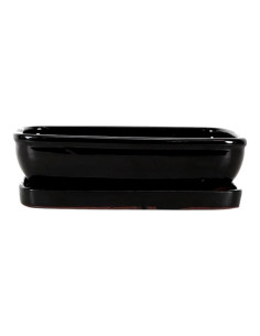 Rechteckiger Bonsai-Topf + Untersetzer 20*15*5,5 cm Schwarz - Yixing