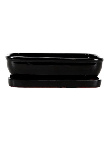 Maceta de Bonsai Rectangular + Plato 20*15*5,5 cm Negro - Yixing