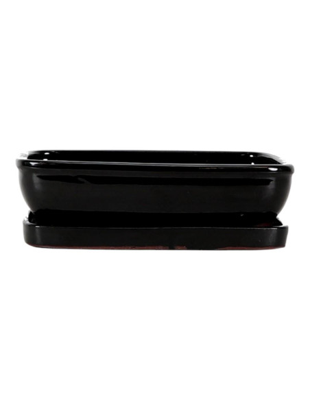 Vaso de Bonsai Rectangular + Prato 20*15*5,5 cm Preto - Yixing