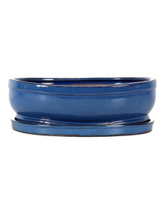 Vase de Bonsai Ovale + Plat 24,5*19*8 cm Bleu - Yixing