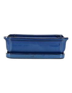 Vaso di Bonsai Rettangolare + Piatto 26*21*7,5 cm Blu - Yixing