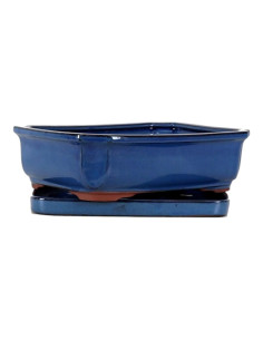 Vaso di Bonsai Rettangolare + Piatto 26*21*7,5 cm Blu - Yixing 2
