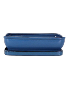 Vaso di Bonsai Rettangolare + Piattino 25*19,5*6,5 cm Blu - Yixing