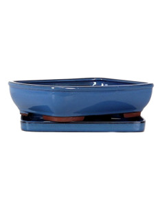Vaso de Bonsai Rectangular + Prato 25*19,5*6,5 cm Azul - Yixing 2