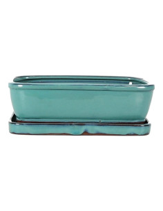 Vaso di Bonsai Rettangolare + Prato 25*19,5*6,5 cm Verde - Yixing
