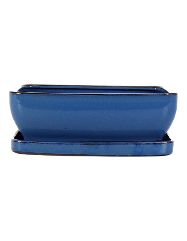 Vaso da Bonsai Rettangolare + Piatto 30,5*24,5*10 cm Blu - Yixing