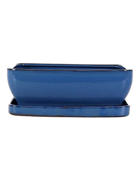 Pot of Bonsai Rectangular + Saucer 30.5*24.5*10 cm Blue - Yixing
