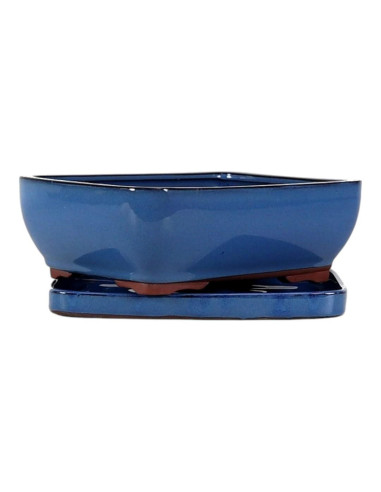 Vaso de Bonsai Rectangular + Prato 30,5*24,5*10 cm Azul - Yixing