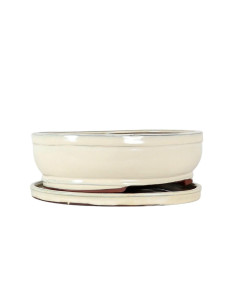 Pot of Bonsai Oval + Saucer 30.5*24.5*10 cm Cream - Yixing 2