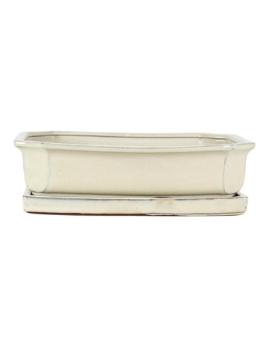 Vaso di Bonsai Rettangolare + Piatto 31*24,5*8 cm Crema - Yixing