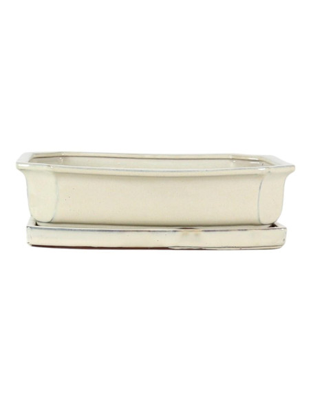 Maceta de Bonsái Rectangular + Plato 31*24,5*8 cm Crema - Yixing