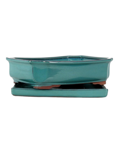 Pot de Bonsai Rectangulaire + Assiette 31*24,5*8 cm Vert - Yixing