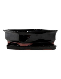 Rechteckiger Bonsai-Topf + Unterteller 31*24,5*8 cm Schwarz - Yixing 2