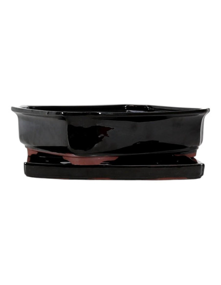 Pot de Bonsai Rectangulaire + Assiette 31*24,5*8 cm Noir - Yixing