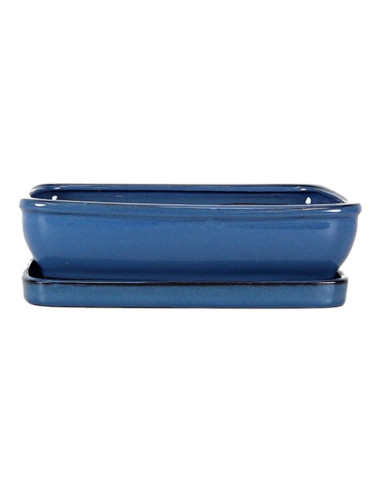 Vaso rettangolare per Bonsai + piatto 29,5*24,5*8 cm Blu - Yixing
