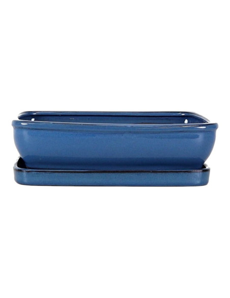 Vaso rettangolare per Bonsai + piatto 29,5*24,5*8 cm Blu - Yixing