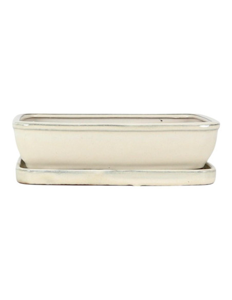 Vaso di Bonsai Rettangolare + Piattino 29,5*24,5*8 cm Crema - Yixing