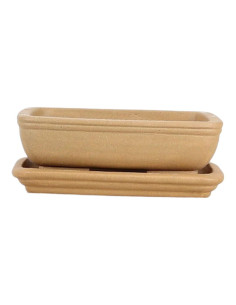 Vaso da Bonsai Rettangolare + Piattino 19*14*6 cm Senza Smalto - Yixing