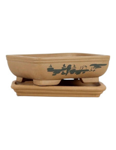 Vaso da Bonsai Rettangolare + Piattino 19*14*6 cm Senza Smalto - Yixing 2