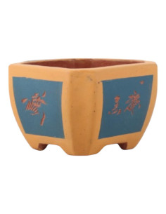 Vaso di Bonsai Cascata 12,5*12,5*8,5 cm con Disegni Senza Smalto - Yixing 2