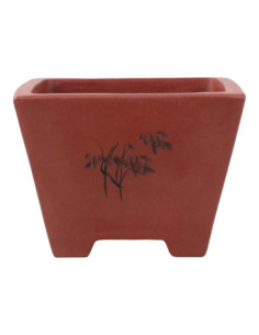 Vaso de Bonsai Cascata 16,5*16,5*12,5 cm c/desenhos Sem Esmalte - Yixing