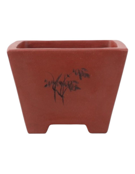 Maceta de Bonsai Cascada 16,5*16,5*12,5 cm con dibujos Sin Esmalte - Yixing
