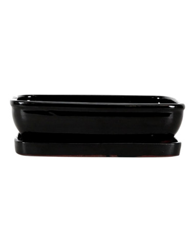 Vaso de Bonsai Rectangular + Prato 29,5*24,5*8 cm Preto - Yixing