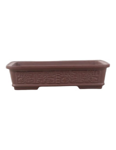 Vaso de Bonsai Rectangular 25*19*6 cm c/Relevo Sem Esmalte - Yixing