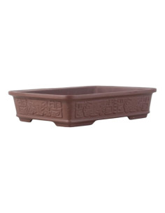 Vaso di Bonsai Rettangolare 25*19*6 cm con Rilievo Senza Smalto - Yixing 2