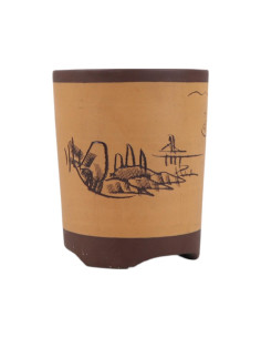 Brocca senza foro 14,5*18 cm con disegni gialli senza smalto - Yixing 2