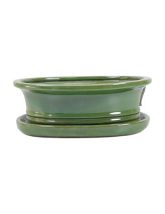 Vaso de Bonsai Oval + Prato 30,5*25*9 cm Verde - Yixing