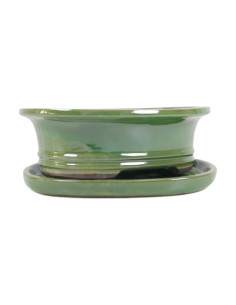 Vaso de Bonsai Oval + Prato 30,5*25*9 cm Verde - Yixing 2