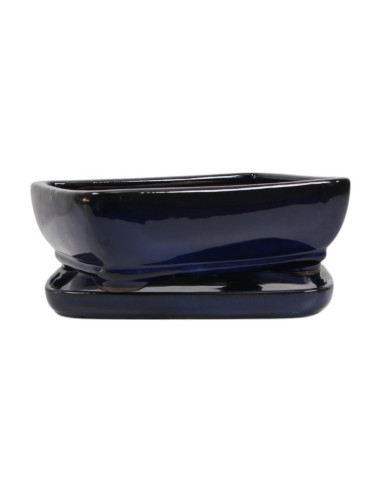 Rechteckiger Bonsai-Topf + Untersetzer 25,5*19,5*8 cm Blau - Yixing